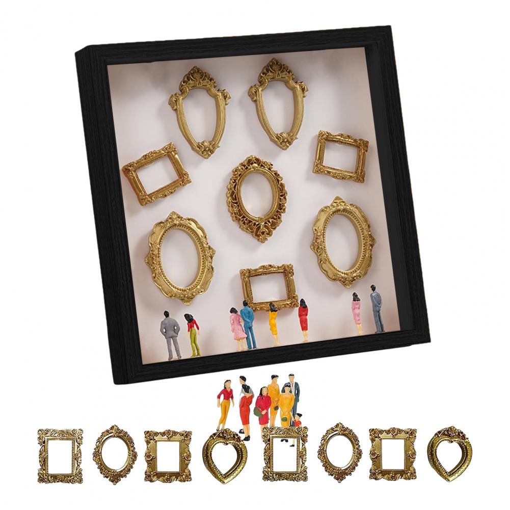 Custom Picture Frame Diy Mini Museum Silhouette Box Kit with Light Custom Memory Display Frame Gold Miniature for Anniversary