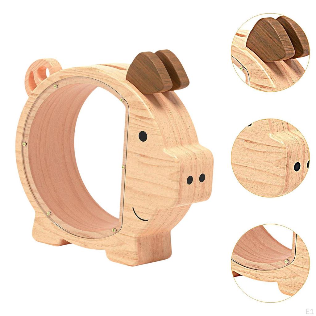 Sparschwein aus Holz, Ornament, Neuheit, Heimdeko, Spardose für Kinder Erwachsene