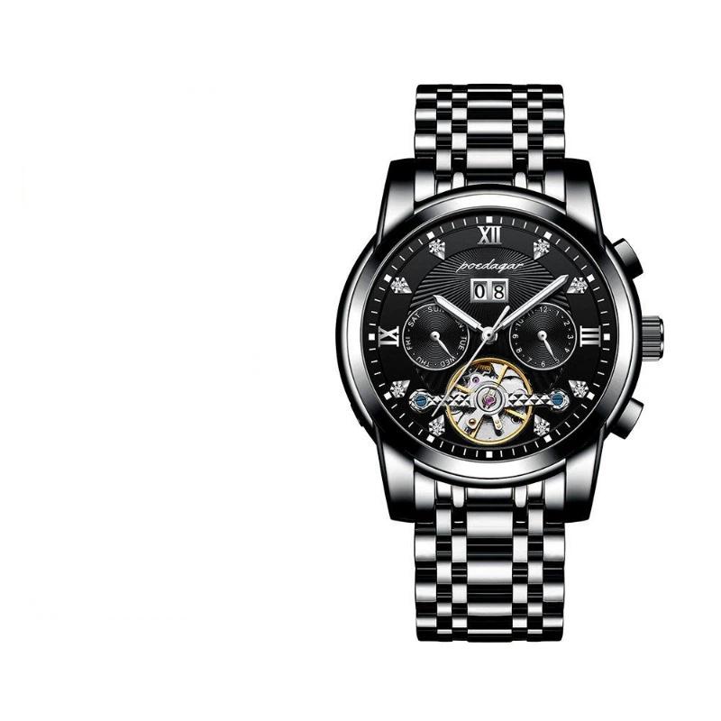 Top Brand New Men's Watch Automatic Mechanical Watch Tourbillon Waterproof Luminous Calendar Watch