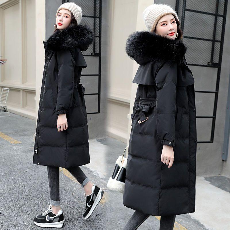 Winter Korean Women's Long Sections of Cotton Clothing Large Size Slim Knee-high Thickened Ladies Cotton Jacket