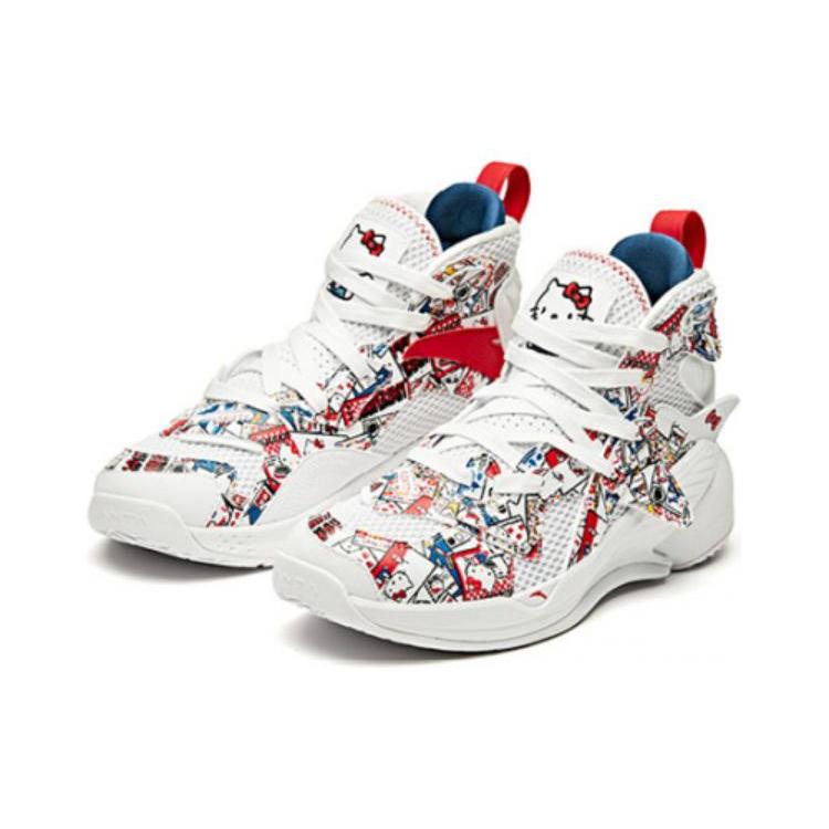 Anta KT4 Girl 'Hello Kitty' Thompson High top Basketball Shoes Women's White Red Blue A32011110-1