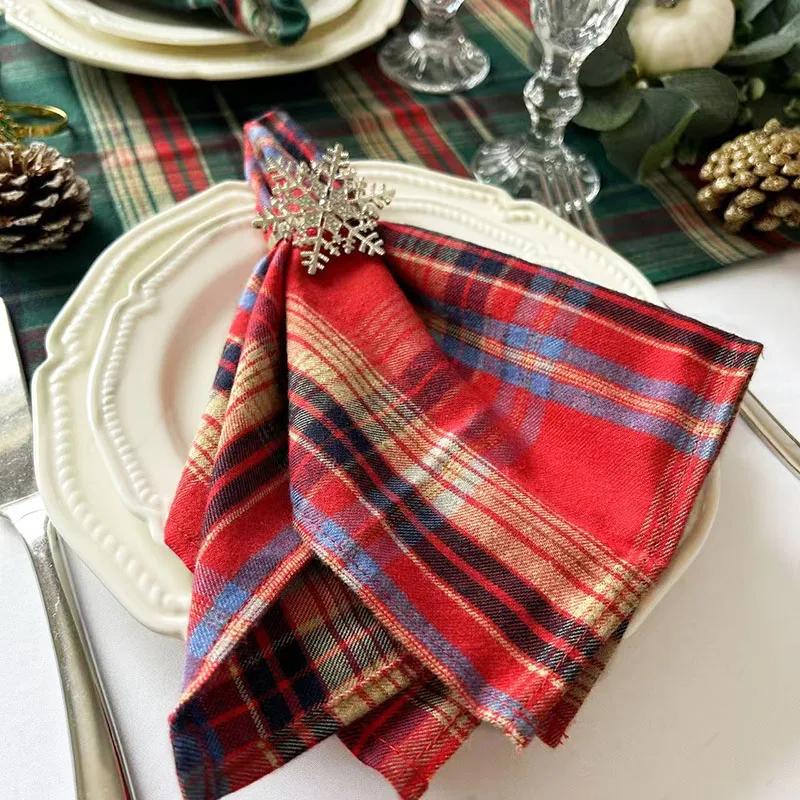 4pcs Christmas Style 30x45cm Tablecloth Napkins, Durable Polyester Thickened Pads, Reusable Kitchen, Dining Napkins Cloth