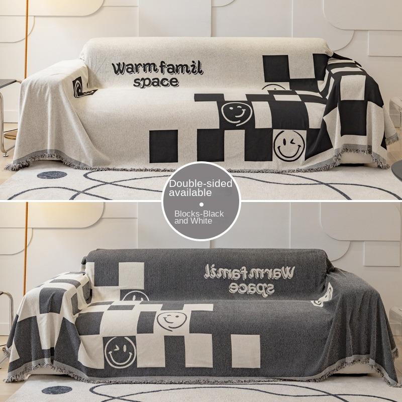 Chenille Sofa Cover Cloth Towel Nordic Geometric Pattern Hair Blanket Sofa Cover Universal Sofa Cushion