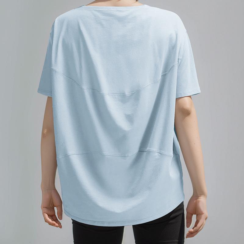 Damen Sommer Eisiges Nylon Yoga Top - Sonnenschutz, Atmungsaktiv, Hohe Elastizität, Lockere Passform, Bequemer Kurzarm für Fitness