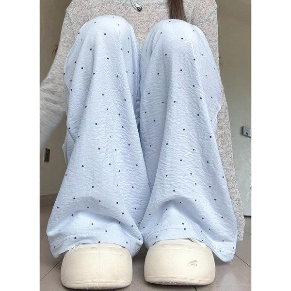 Polka Dot Wide-leg Pants for Women In Summer Thin New Straight-leg Small Person Lazy Walking Sun Protection Ice Silky Mountain Pants