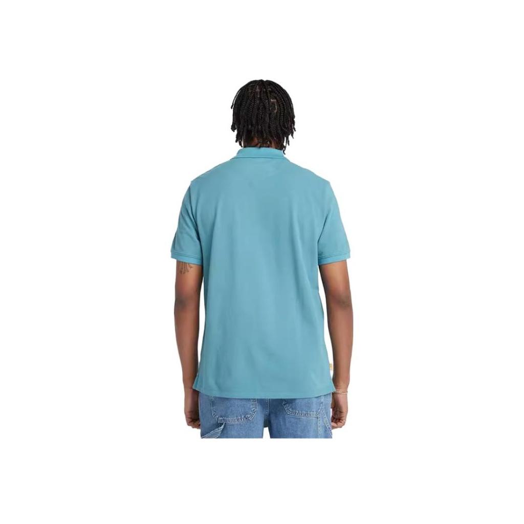 Timberland Solid Color Breathable Short Sleeve Polo Shirt Men tops Storm-Blue A62T5-DV7