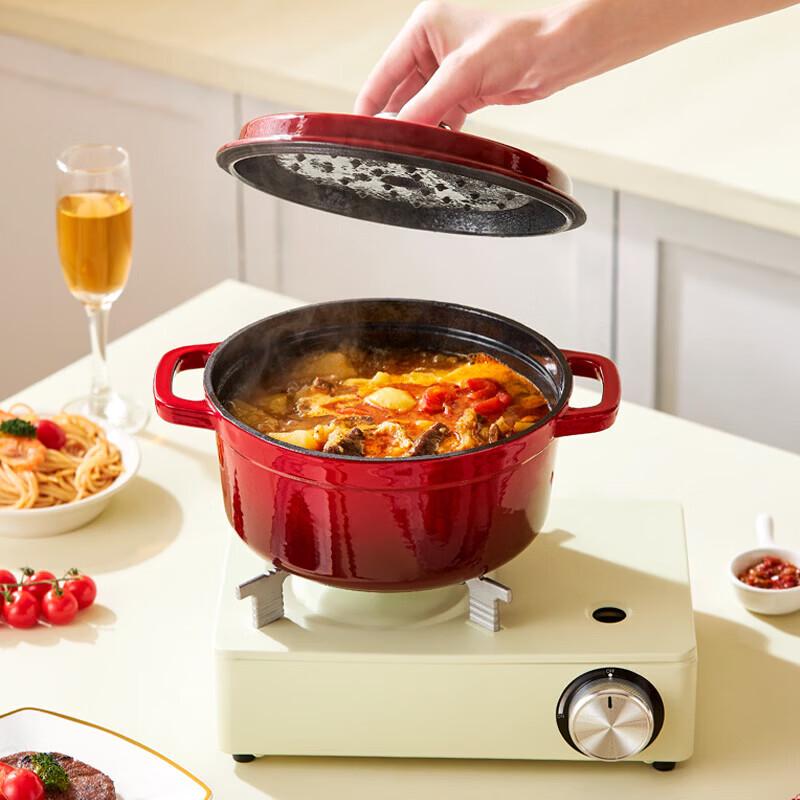GLASSLOCK 2.8L Red Flame Enamel Pot