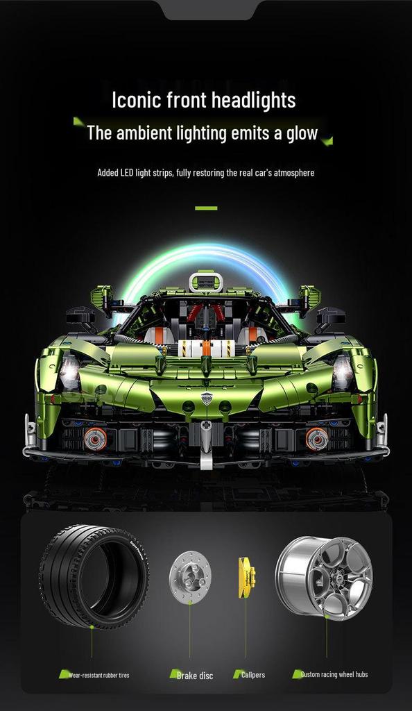 Gu Li 10628 Mamba Green Koenigsegg Sports Car Building Blocks Compatible with Lego