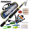 PROBEROS Kit Combinado de Vara e Molinete de Pesca 1,5m-2,4m Molinete de Pesca Spinning e Varas de Pesca Spinning Linha de Pesca Bolsa para Iscas Anzóis Conjunto Completo