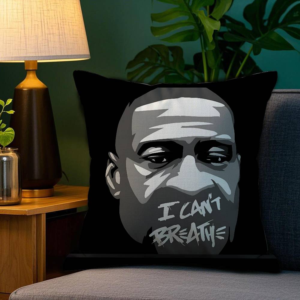 Famous G-George F-Floyd Pillow Case Anti-dustmite Pillowcase Invisible Zipper Silky Short Plush Sofa Cushion Cover