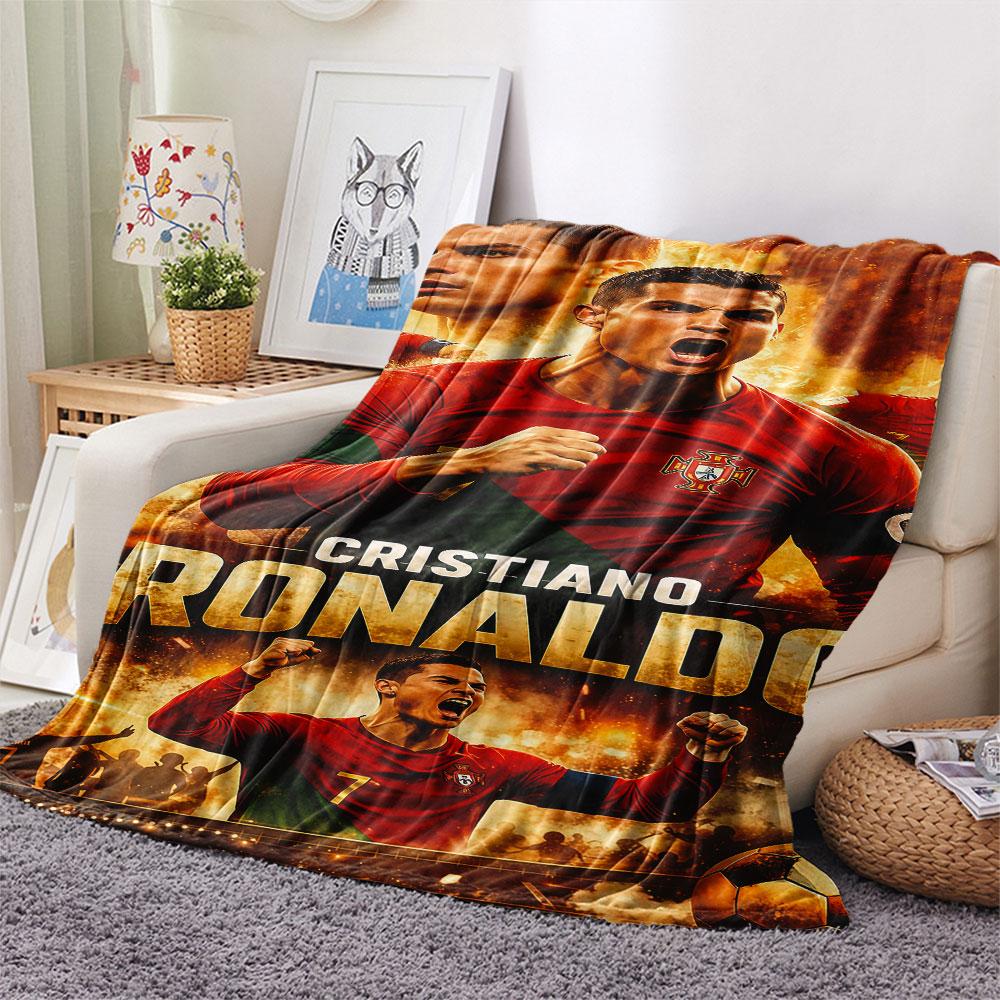1PC CR7 Cristiano Ronaldo Patterned Flannel Blanket Suitable For All Seasons for Home Decor Warmth and Comfort Gifts Holiday Present