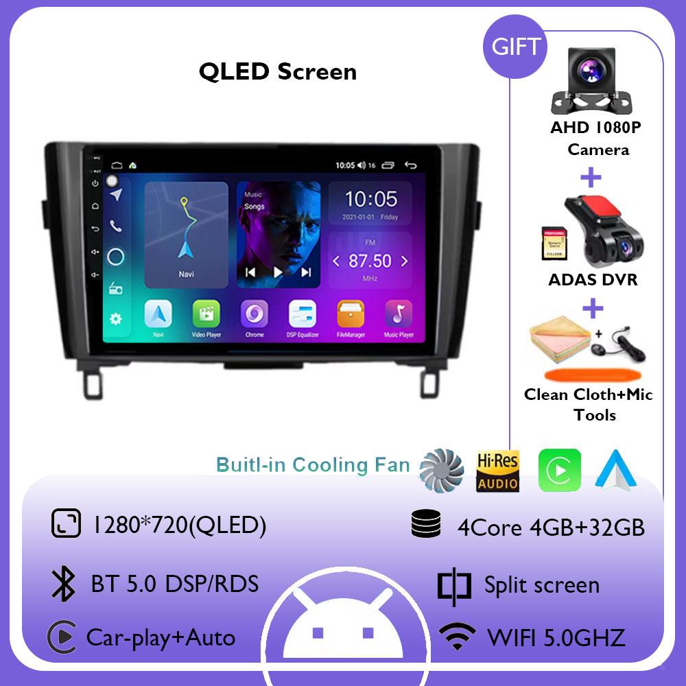 Wireless CarPlay&Auto Android 14 Radio For Nissan Qashqai J11 X-Trail 3 T32 2013-2017 Car Multimedia GPS Navigation Autoradio
