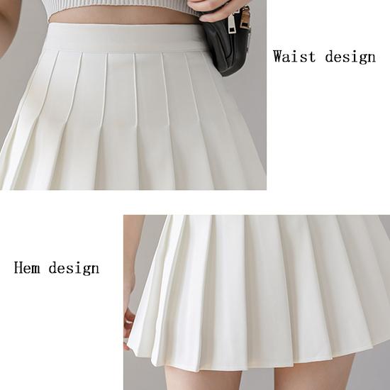 Plissert skjørt Dame Sommer Hvit Kort skjørt Japansk Høy midje Slim Høst og Vinter Rutete Stor A-linje Halvskjørt Forlenget