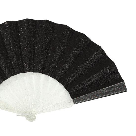 Summer Folding Fan with Glitter Powder Portable Plastic Ribs Hand Fan Men Women Dance Performance Props Party Favors