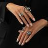 Ingemark 7 Styles Goth Crystal Open Ring for Women 2026 New Trend Geometric Adjustable Knuckle Rings New Year Party Jewelry Gift