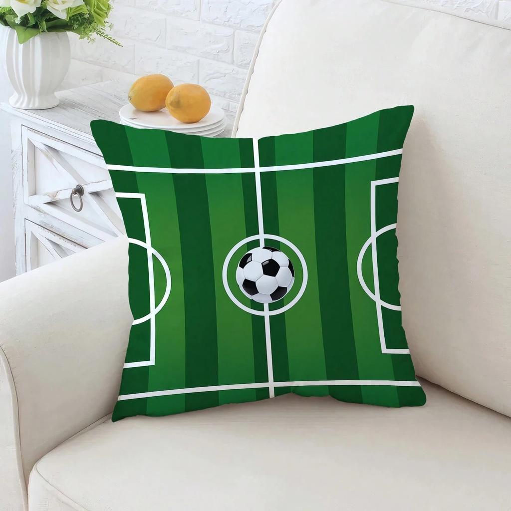 1Pc Soccer Football Pillow Cover, Polyester 2D Double-Sided Print, Sports Field Cushion Case, Decorative Throw Pillow For Sofa,