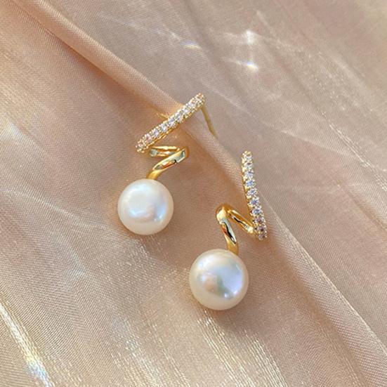 1 Pair Stud Earrings Twisted Rhinestones Jewelry Korean Style Faux Pearls Stud Earrings Jewelry Gifts
