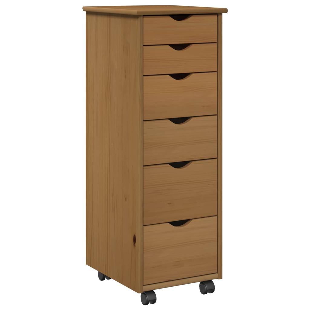 Rollcontainer Honigbraun 34 x 39 x 93,5 cm Massivholz Kiefer