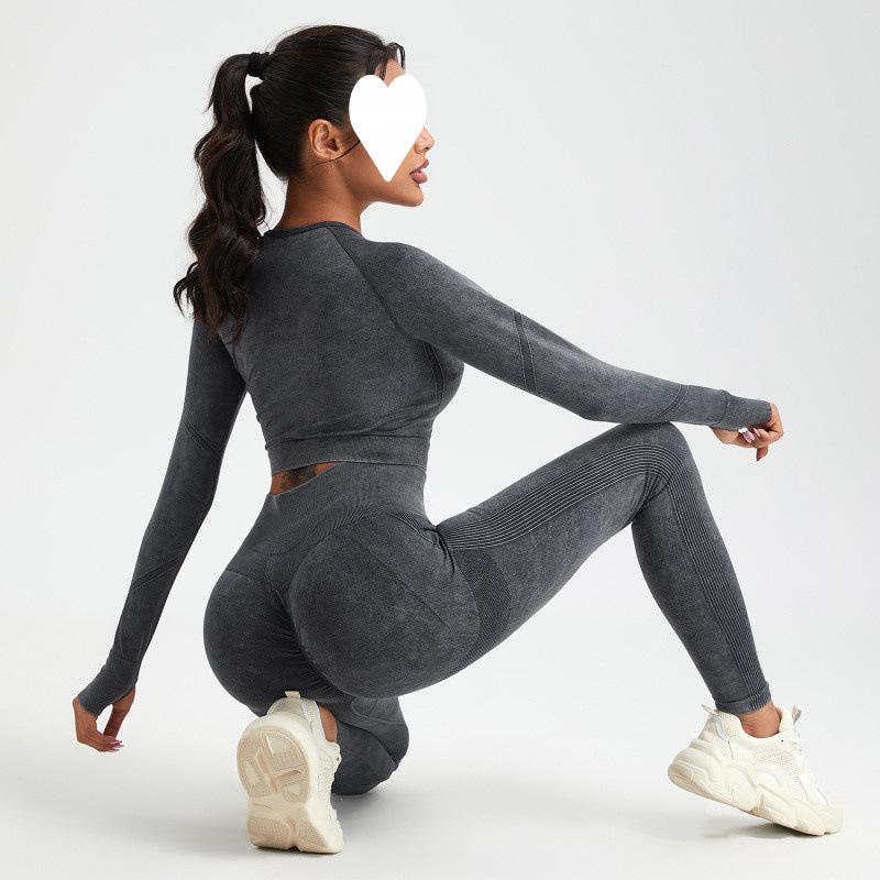 Set Sportvarslavil Slimming cu Talie Înaltă - Mânecă Lungă, Ascunde Imperfecțiunile, Accentuează Formele, Stil European-American, Ținută Fitness.