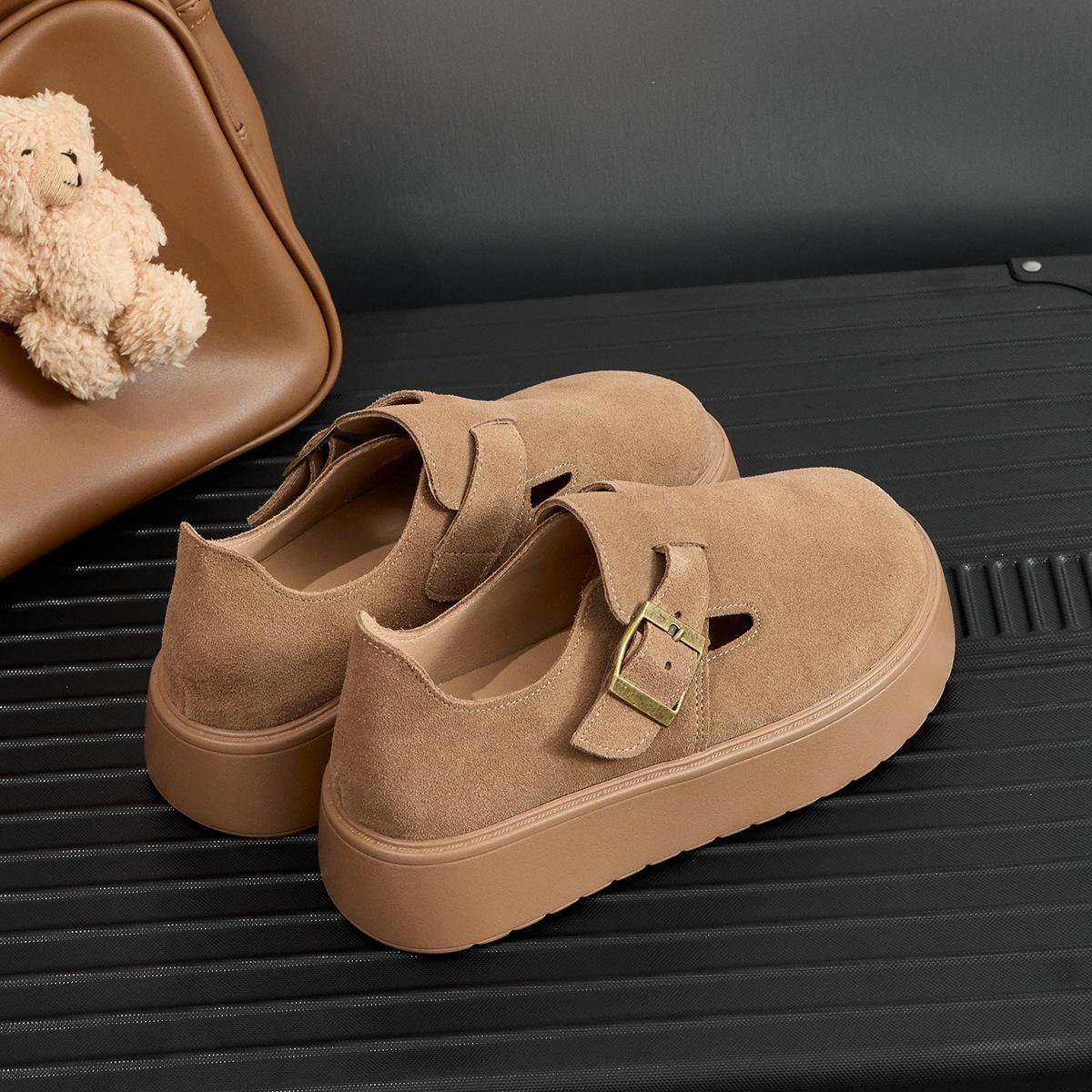 

Ретро толстоподошвенные увеличивающие рост Birkenstocks женские осень 2025 новая универсальная ленивая обувь на один педаль, уродливо-милая, большеголовая, одинарная 34