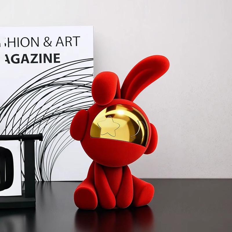 Rabbit Figurine Luxury Resin Living Room Decoration Miniature Modern Table Ornament Figurine Nordic Creative Design Miniature