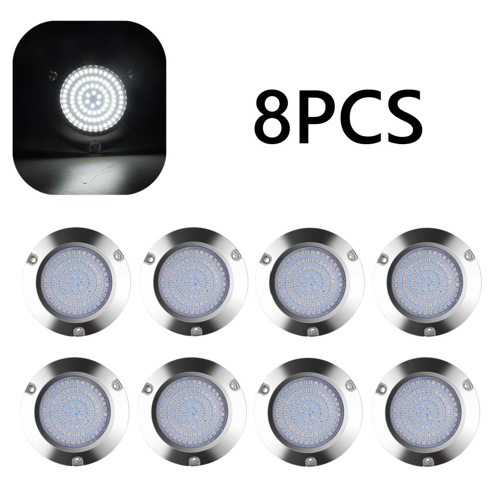 8PCS Underwater Marine Light 90LED Subnautica Boat Lighting Sailing Boat Speedboat 12v 24v 60W Stainless Steel Transom Light