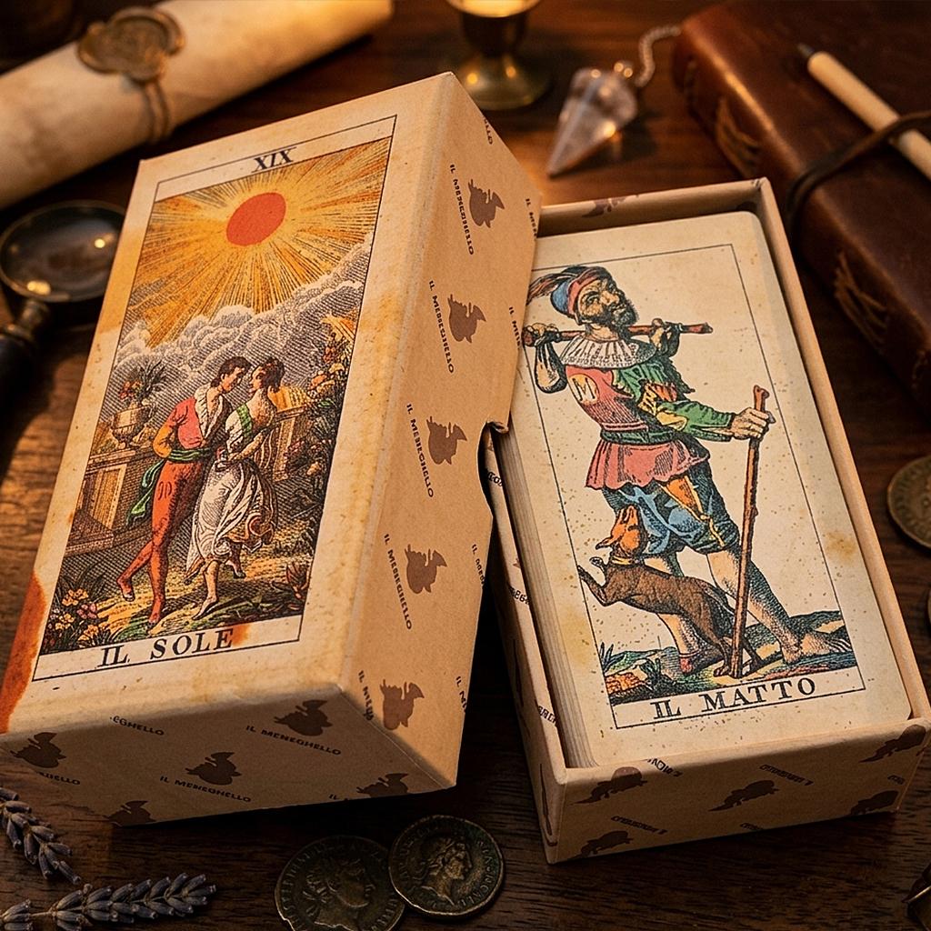 Tarot Soprafino 1830 Vintage Italian Tarot Deck 12*6cm in Rigid Box, Historical Reproduction, 78 Pcs Double-embossed Cards