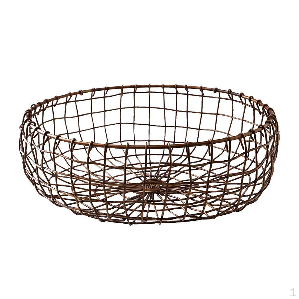 

Desktop Iron Storage Basket Fruit Newspaper Organizer M