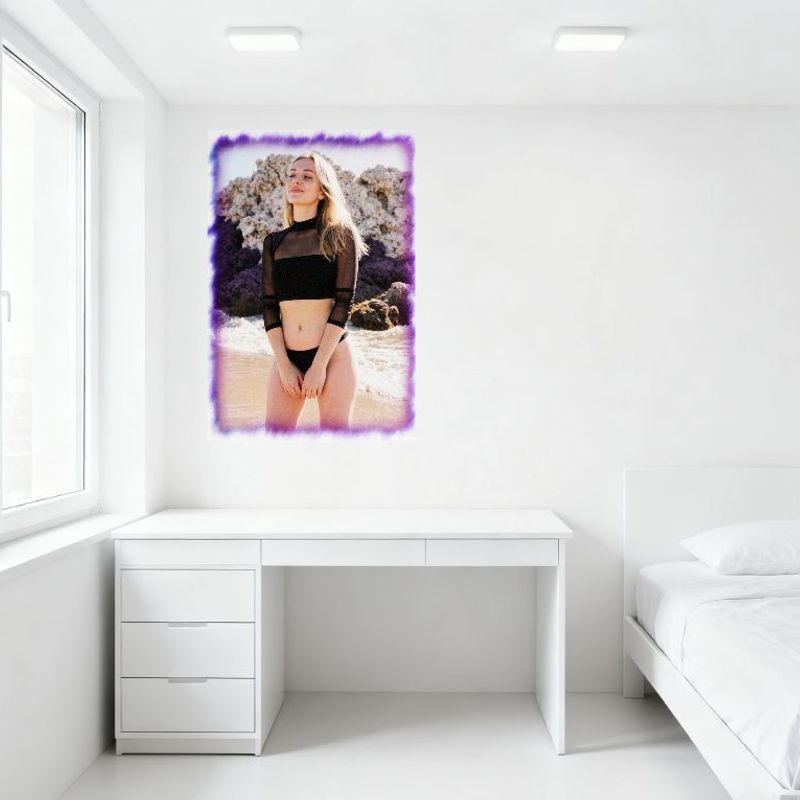Sexy Blonde Woman On Beach Tin Sign Vintage Metal Poster for Bar Pub Home Cafe Wall Decor - Sheer Mesh Outfit, Rocky Formations,