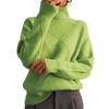 Womens Loose Knit Sweater High Neck Warm Pullover Solid Color Casual Winter Top