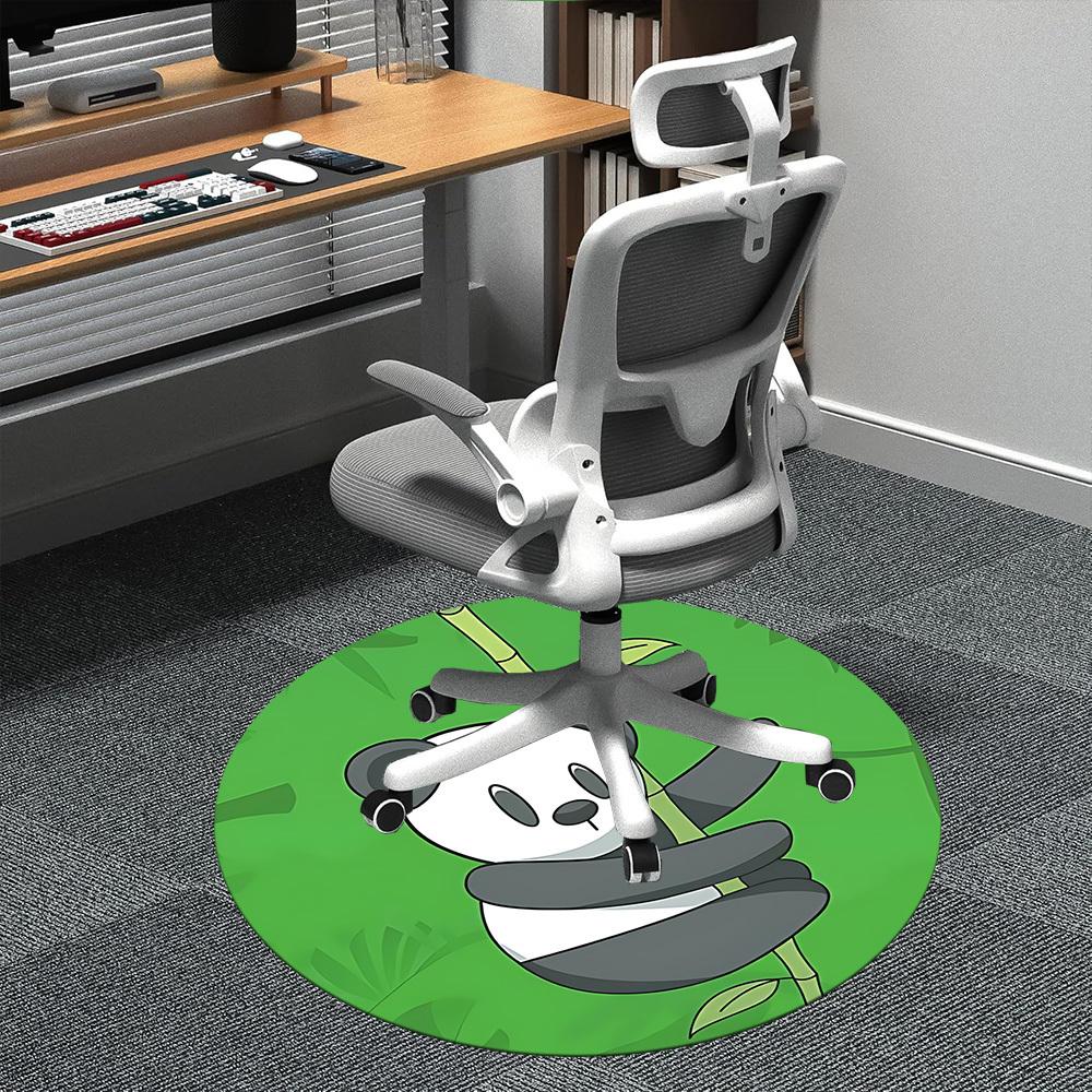 1 szt. Okrągły dywanik biurowy Panda Bambus, Mata odpowiednia do biura, Pod krzesła biurowe, Sypialni, Salonu, Wystroju domu, Dekoracji pokoju