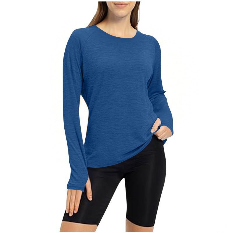 2026 Round Collar With Finger Tips Yoga Long-sleeved Training Running Sports Top T-shirt Women