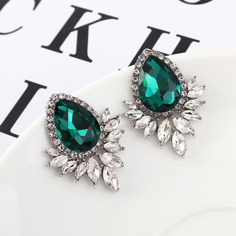 Atmosphärische, modische Wassertropfen-Ohrringe, modische Smaragd-Blitz-Diamant-Wassertropfen-Ohrstecker, Schmuck, Bekleidungszubehör