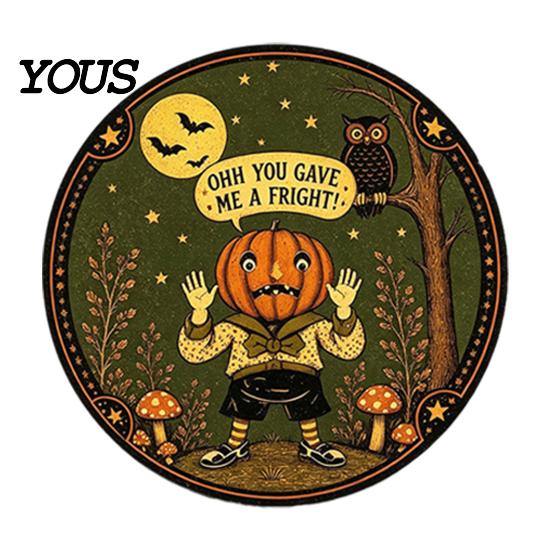 Holiday Party Wall Decoration Retro Halloween Sign, Round Metal Decorative Vintage Festive Home Ornament Rustic Art Decor for Living Room Mounted