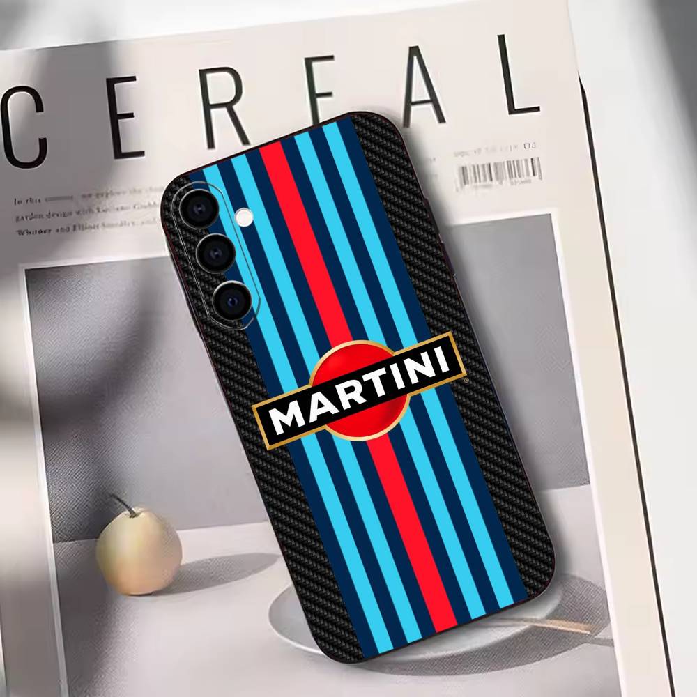 M-Martini Racing Horizontal Stripe  Phone Case For Samsung Galaxy A73,A72,A71,A70,A53,A52,A51,Others Soft Black Cover