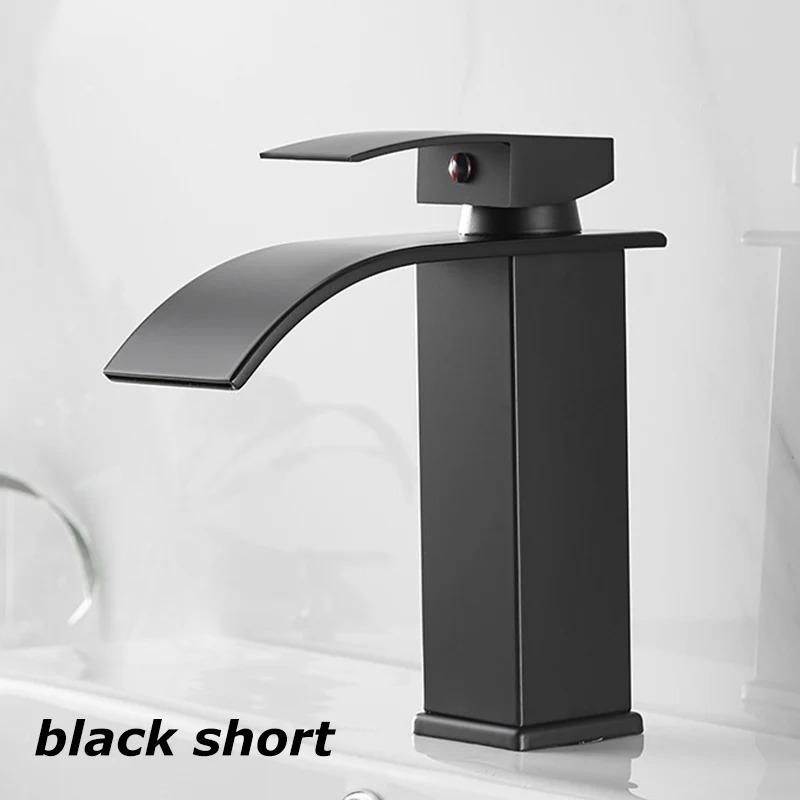 Stainless Steel Waterfall Wash Basin High And Low Faucet Black Hot And Cold Toilet Wash Basin Bathroom Home