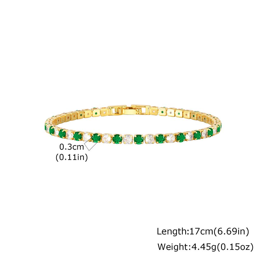 Adjustable Colorful Crystal Tennis Bracelet for Women High Quality 3mm Cubic Zircon Chain Bracelets Luxury Fashion Jewelry Gift
