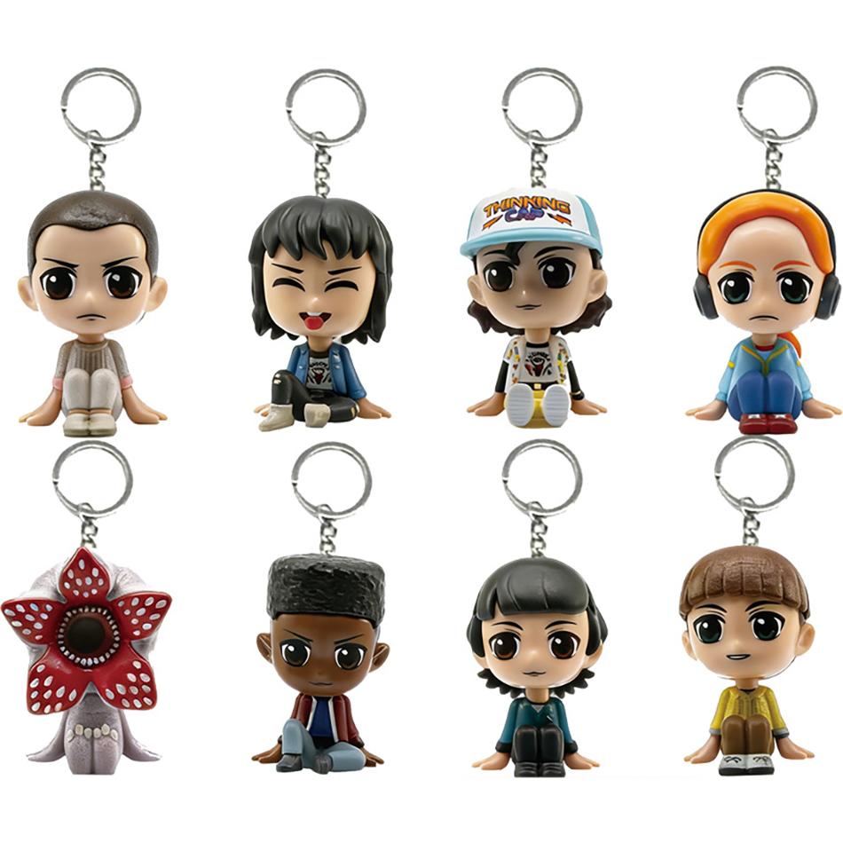 8Pcs/set Cartoon Characters Toys Cute Eleven Demogorgon Anime Figure PVC Keychain Toy Figure Pocket Things Keychain Model Toys