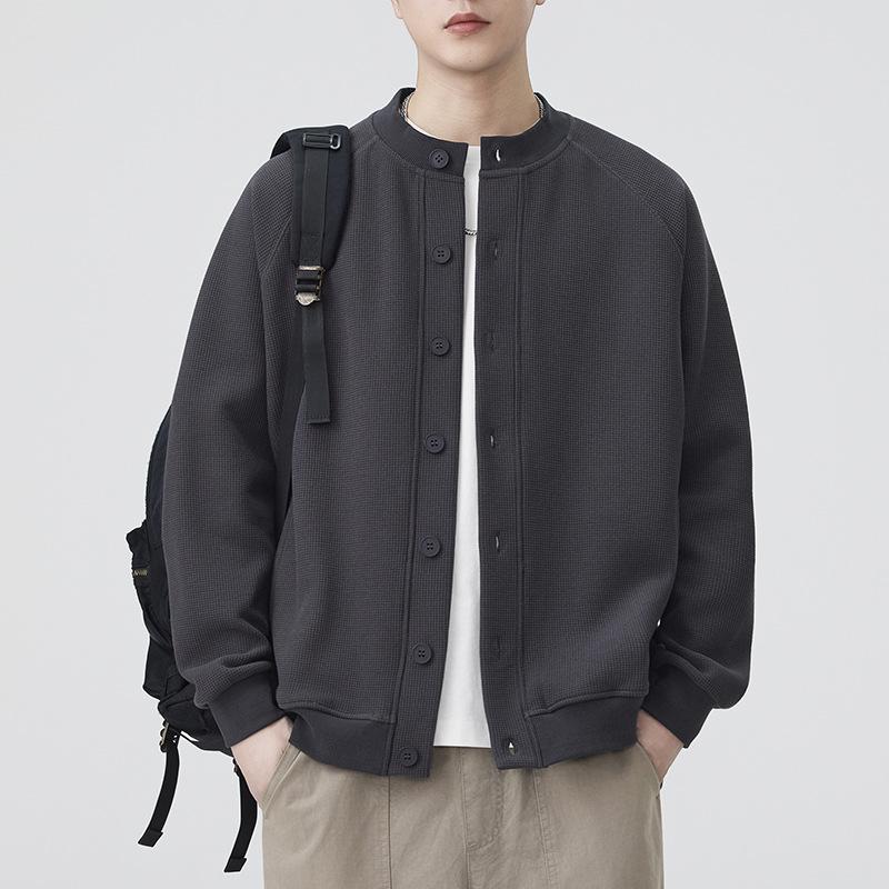 

Аньян 2025 Осень Мужской Тяжелый Кардиган на Пуговицах: Трендовая, Свободная, Повседневная Куртка XL темно-серого