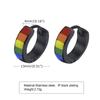 Stainless Steel Rainbow Earrings Pierced Ear Clips Black Gay Pride LGBT Titanium Jewelry
