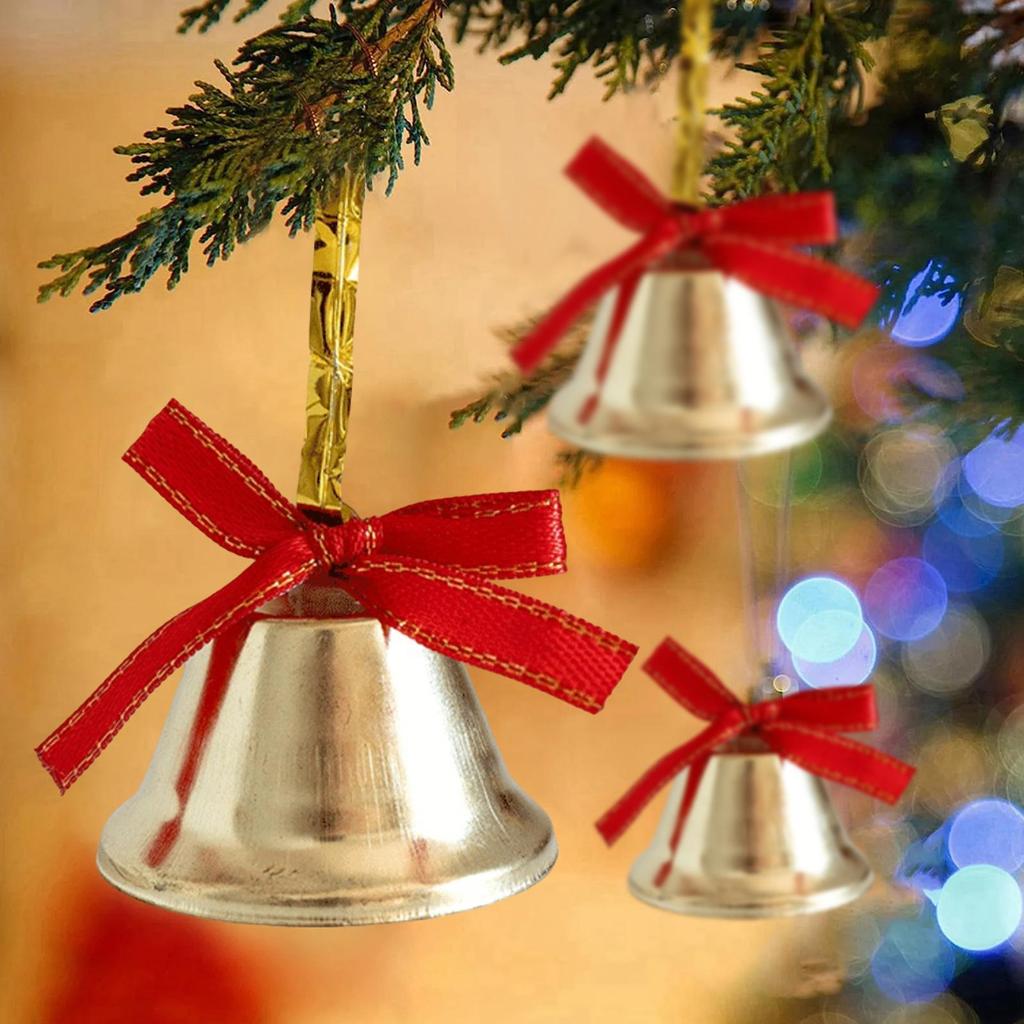 Christmas Decor Bells Small Metal Ornaments With Bowknots Christmas Garland Golden Bells For Home Office School Balcony Front