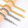 Hip Hop Full Diamond Cuban Chain Necklace Personalized Alloy Hip Hop Chain Men'S And Women'S Cool Jewelry Width 13Mm