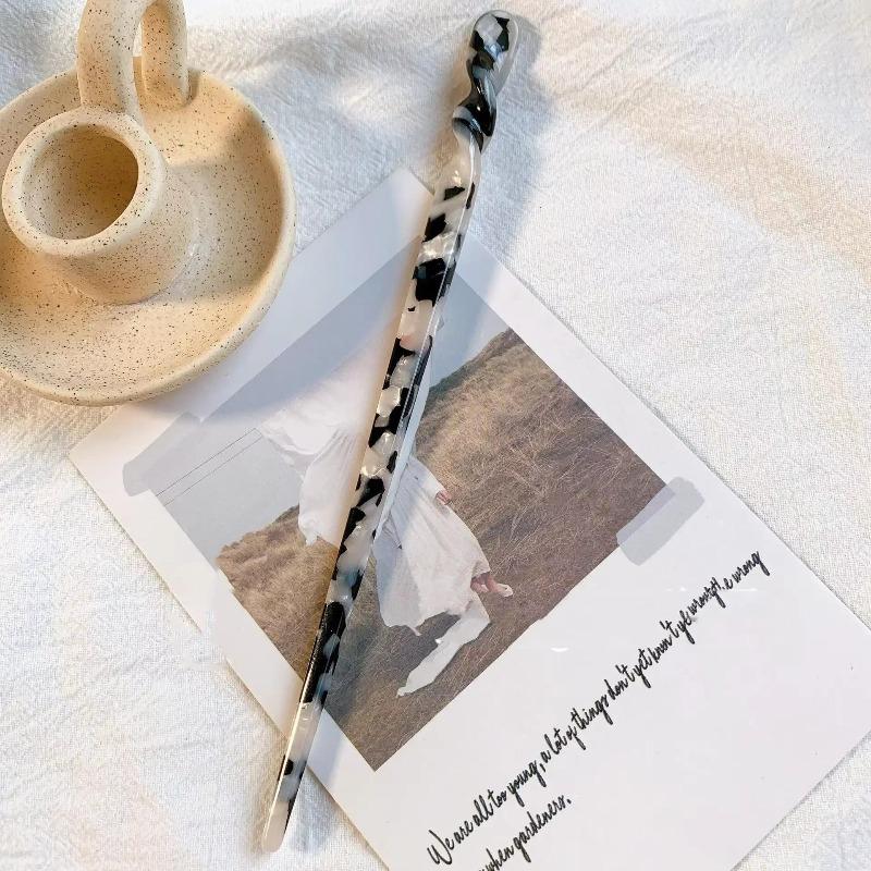 Chinese Style Floral Print Hair Sticks Vintage Acetate Resin Women Hairpins Clip Pin Headwear Wedding Jewelry Accessories