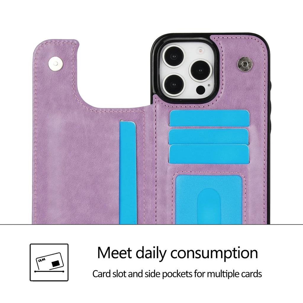 Wallet with Card Holder Kickstand Leather Phone Case for iPhone 16 15 Pro Max Plus Shockproof Protective Cover
