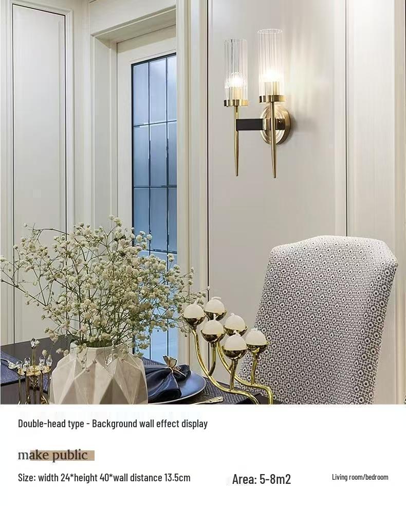 Nordische Luxus Glas- und Kupfer-Wandleuchte für Schlafzimmer oder Wohnzimmer