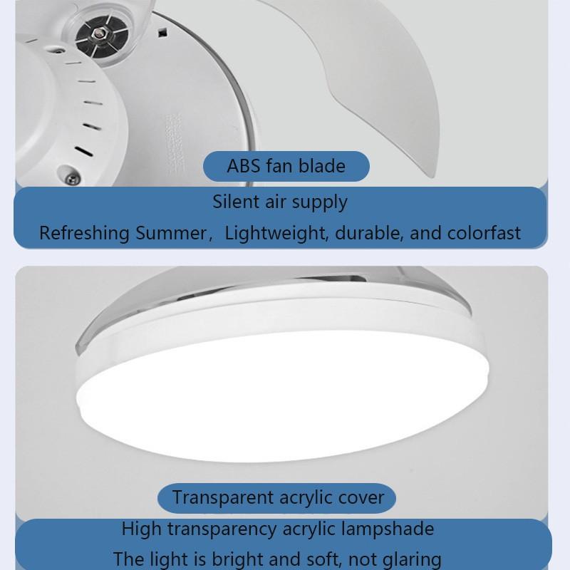 Portable 3 Colors Dimming Ceiling Light Remote Control Invisible Fan Blade Fan Lamp Household Electric Ceiling Fan with Light