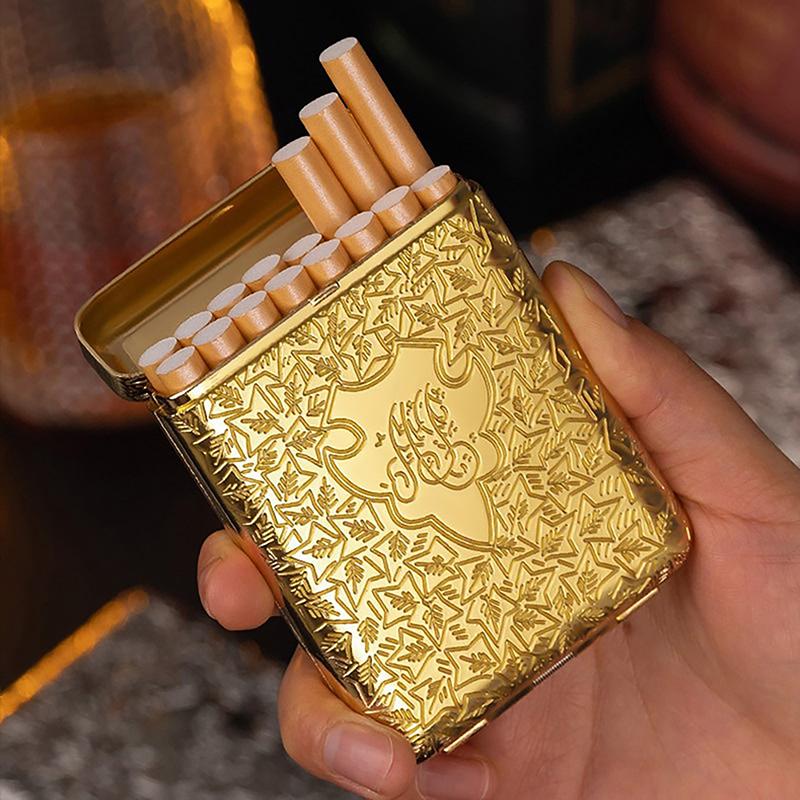 New Luxury Vintage Engraved Cigarette Case Holder Pocket Cigarette Storage Box For 16 Cigarettes Container Men'S Gift