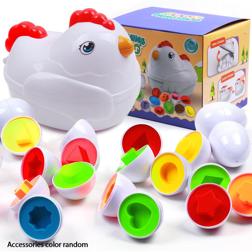 12 Matching Eggs Montessori Sensory Baby Toys Easter Eggs Chicken Colors Shapes Sorter Learning Educational Toy For Kids Gifts
