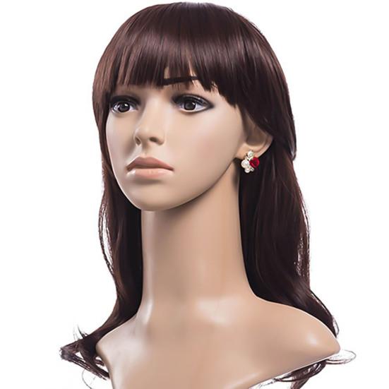 Earrings Red Rose Flower Faux Pearl Decor Exquisite Alloy Ear Studs Jewelry Gift for Party