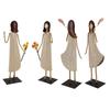 Metal Girl Statue Vintage Iron Art Standing People Figurine Desk Ornament for Home Study Living Room